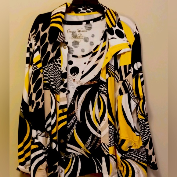 Black & yellow jacket w/matching n blouse - Picture 1 of 1